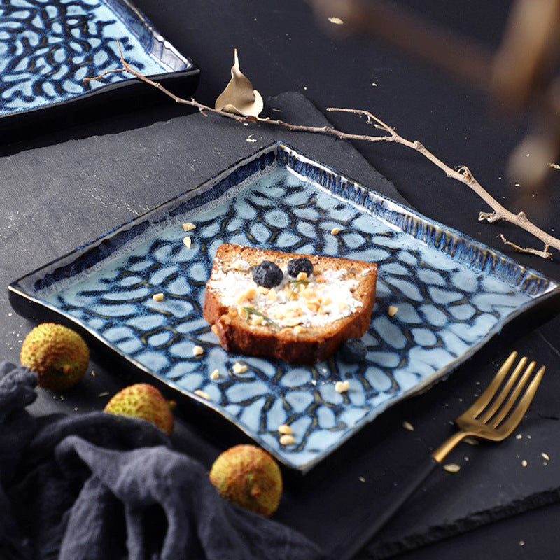 Nordic western dinner plate ceramic square plate dish home steak plate tableware dish flat plate tray breakfast pasta plate