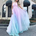 summer new arrivals: european and american style printed sexy dress - gradient sleeveless deep v maxi dress