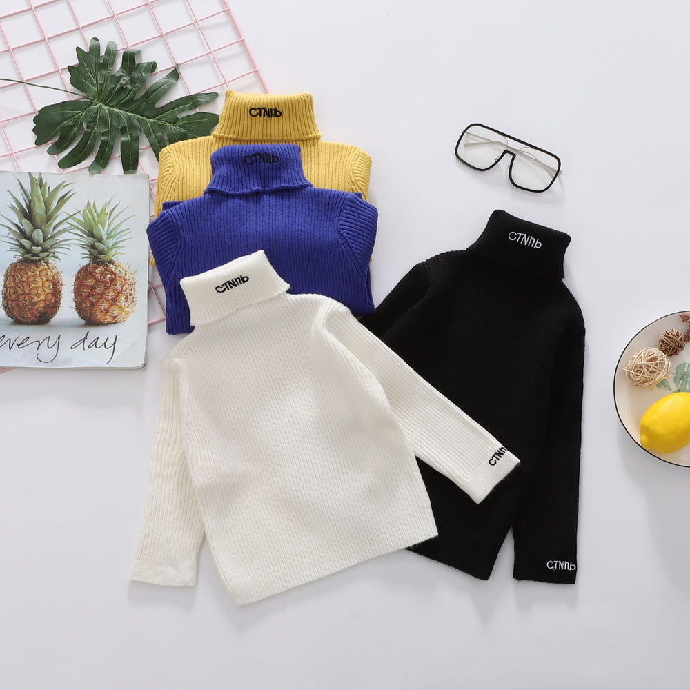 Kids' winter sweater - turtleneck base layer, solid color, casual, versatile, soft top
