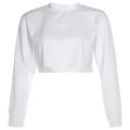 European and american  women's fashion new arrival: solid color, loose fit, slimming, cropped basic long sleeve lightweight sweatshirt jacket - in stock