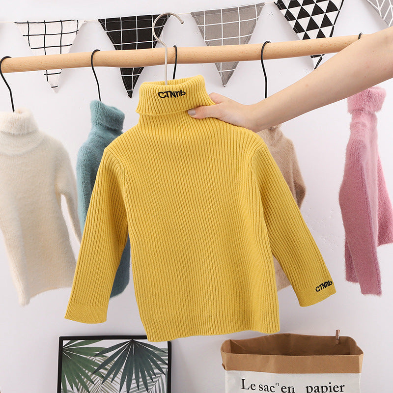 Kids' winter sweater - turtleneck base layer, solid color, casual, versatile, soft top