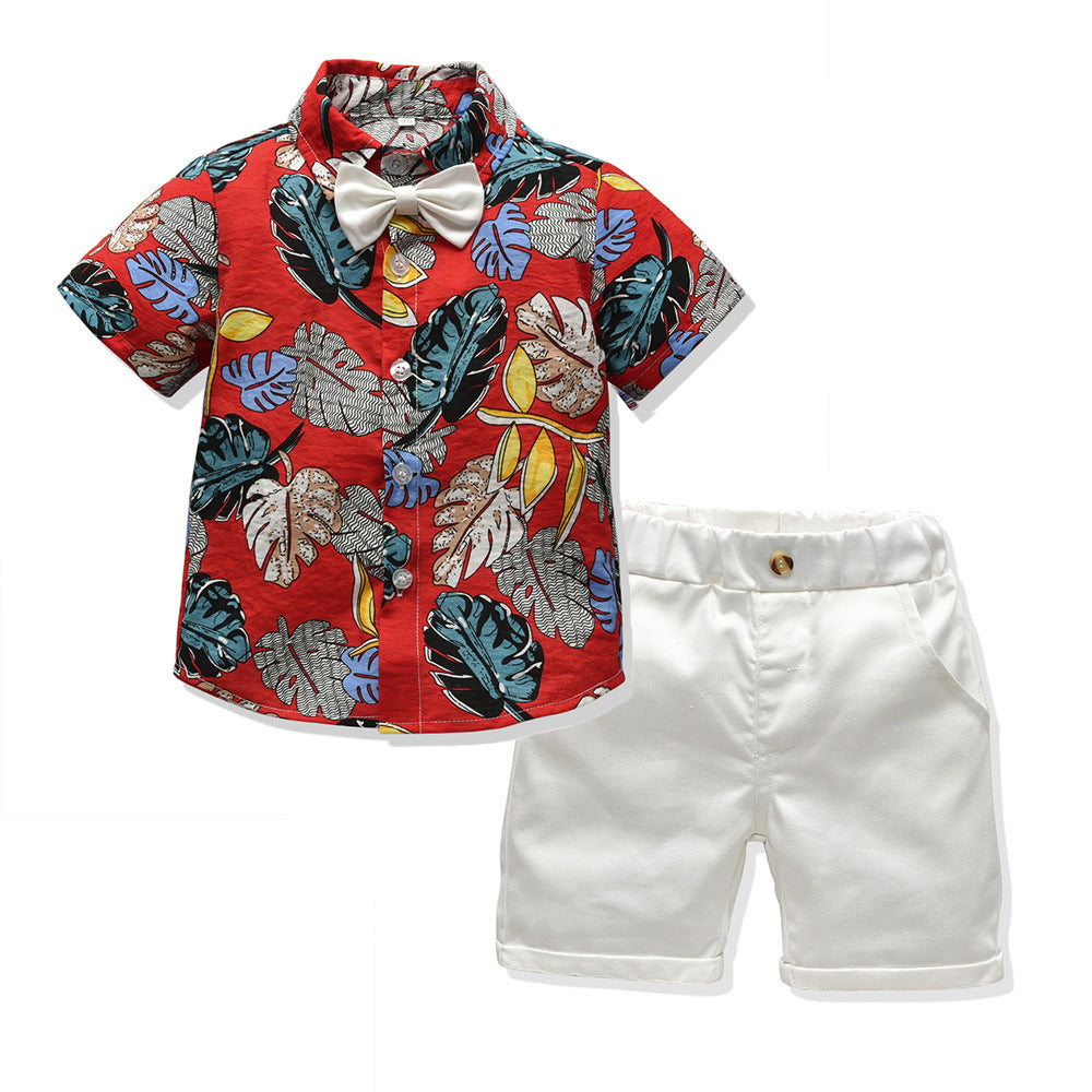 summer boys' clothing new print shirt & shorts set - kids' beach vacation hawaiian style wholesale