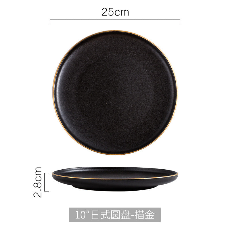Ceramic frosted steak plate - flat bottom, rimmed, dinnerware for restaurants, hotels, and home use