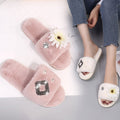 Korean department store new arrival: chic & luxurious floral plush slippers - women's fashionable, high-end rhinestone thong sandals