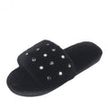 Factory direct 2024 autumn/winter new korean style pearl fuzzy slippers women's home flat indoor slippers wholesale