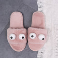 Korean autumn/winter new thickened plush warm slippers - big eyes, one-strap, women's cartoon flat cotton slippers (matching styles available)