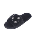 Winternew arrival rhinestone fur slippers women's indoor home flatsheattech open toe one-piece stuffed slippers floor mops