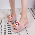 Cartoon kids' fuzzy slippers - unisex, parent-child, indoor, flat, warm, open-toe, plush slippers for autumn and winter