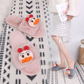 Cartoon kids' fuzzy slippers - unisex, parent-child, indoor, flat, warm, open-toe, plush slippers for autumn and winter