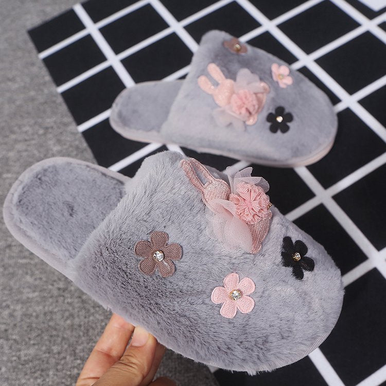 hot-selling new cute plush cotton slippers wholesale winter family home indoor warm cotton slippers