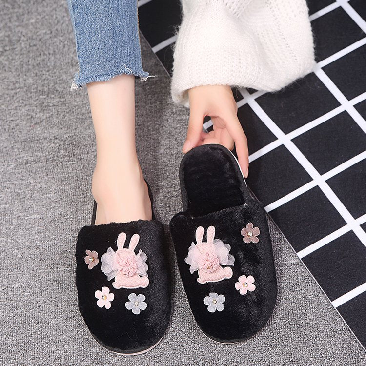 hot-selling new cute plush cotton slippers wholesale winter family home indoor warm cotton slippers