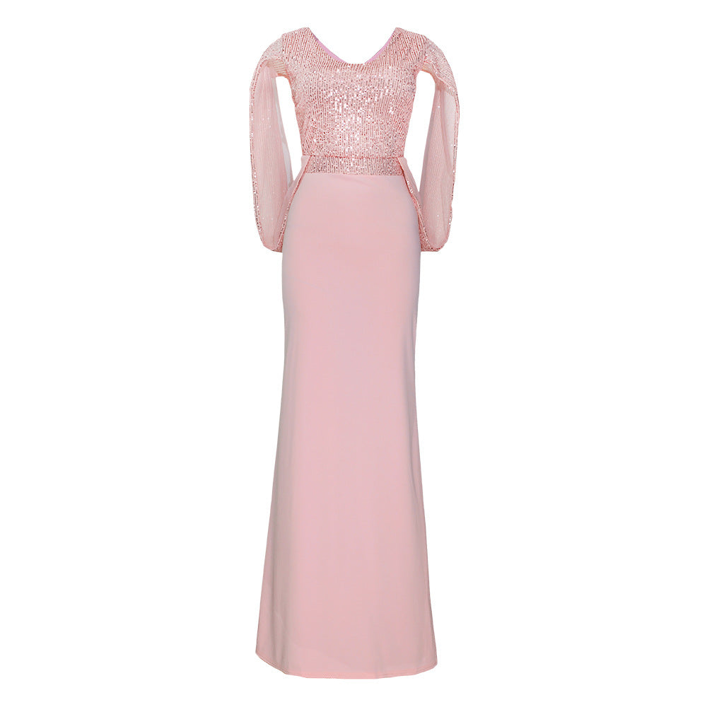 sourcing: african plus-size women's clothing - christmas party evening gown, sequin & beaded v-neck maxi dress