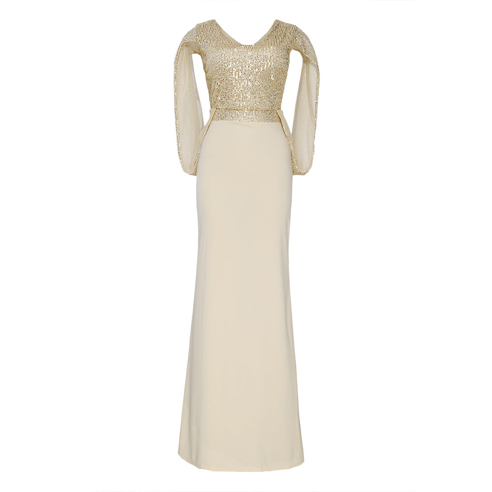 sourcing: african plus-size women's clothing - christmas party evening gown, sequin & beaded v-neck maxi dress