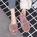 Wholesale new arrival indoor slippers - direct from the manufacturer: autumn korean style fuzzy rhinestone thong slippers for home