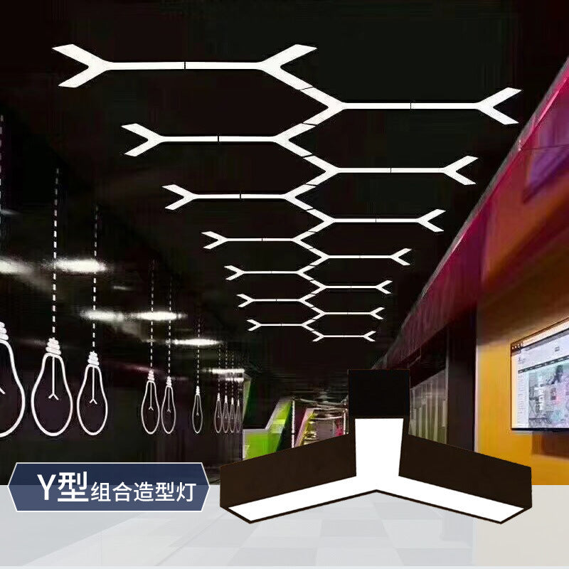 Y-shaped office light, office chandelier, herringbone shaped chandelier, gym, shopping mall supermarket splicing ceiling light