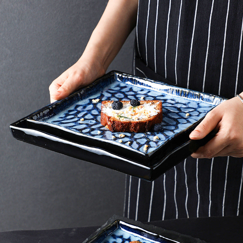 Nordic western dinner plate ceramic square plate dish home steak plate tableware dish flat plate tray breakfast pasta plate