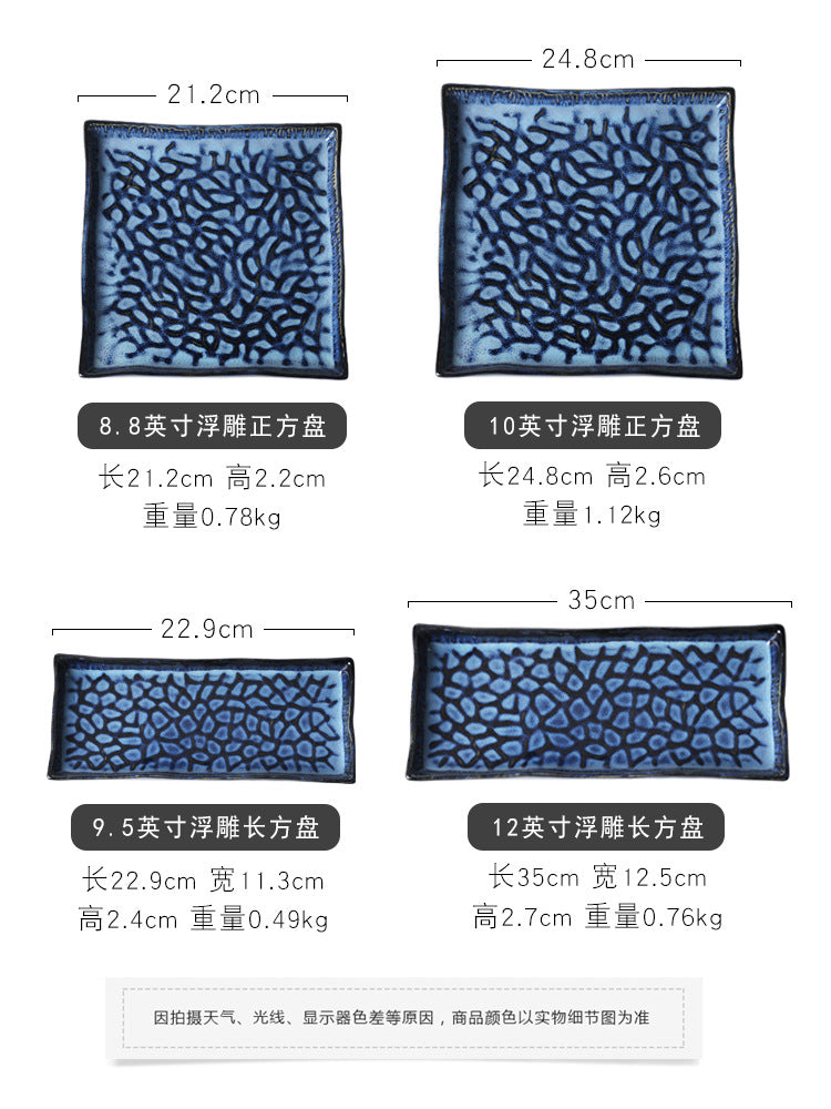 Nordic western dinner plate ceramic square plate dish home steak plate tableware dish flat plate tray breakfast pasta plate