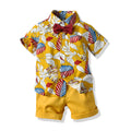 Export children's clothing boys shirt beach style vacation floral shirt short-sleeved hawaiian boys shirt children's clothing kidssuit
