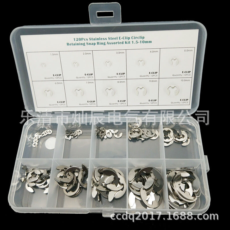 E-type open spring 120pcs boxed metal spring gasket 304 stainless steel shaft retaining ring meson