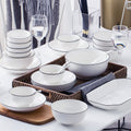 Minimalist european black line dinnerware set - ceramic plates, bowls, and dishes for hotel and home use - customizable dinnerware set