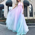 summer new arrivals: european and american style printed sexy dress - gradient sleeveless deep v maxi dress