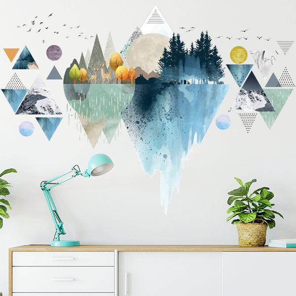 Wall sticker Nordic geometric personality creative simplicity modern bedroom bedside living room background wall sticker, origin
