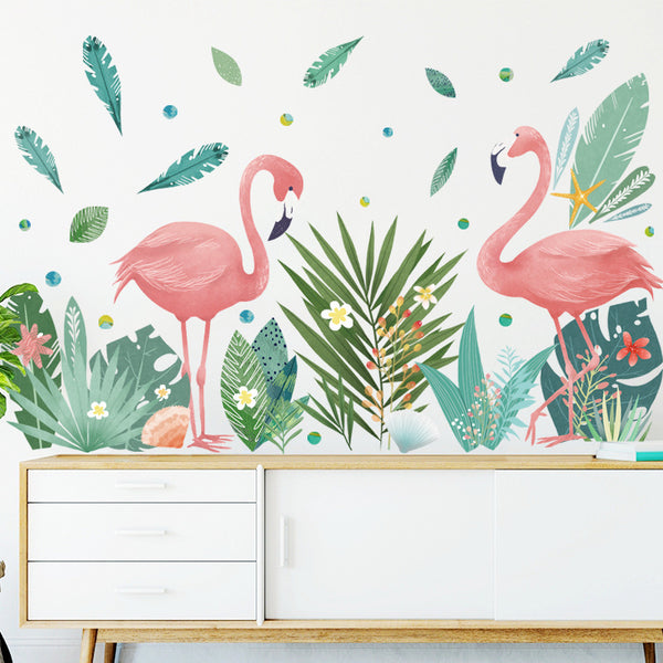 Warm romantic flamingo wall sticker creative personality ins layout bedroom decoration pink girl, love romantic