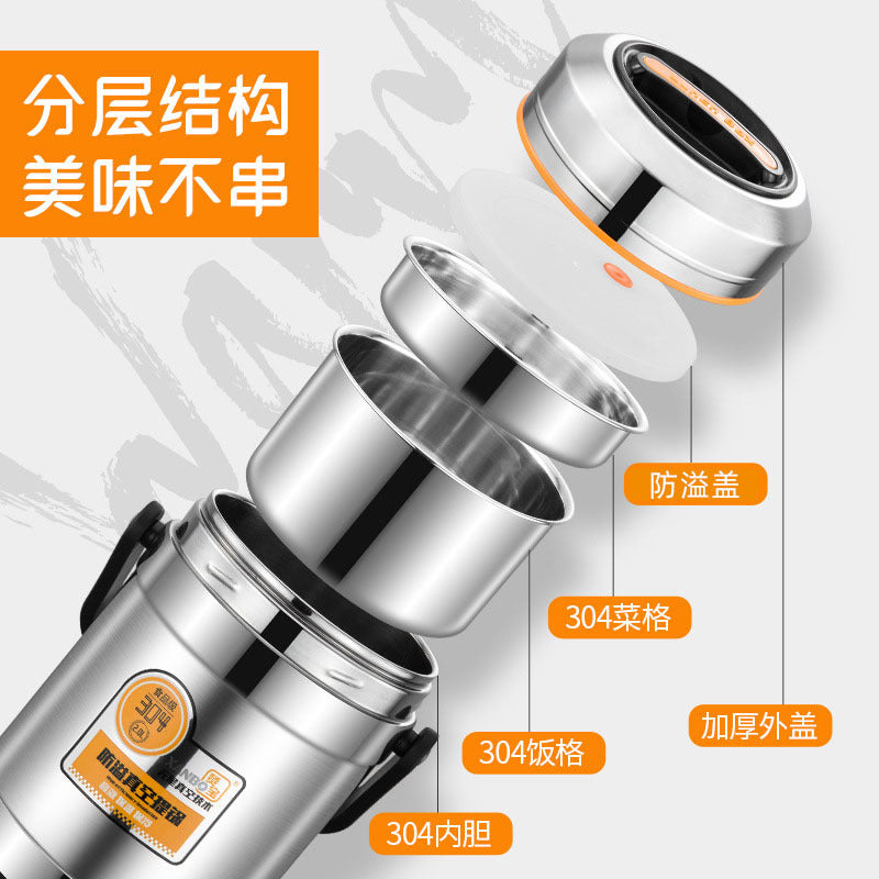 304 stainless steel vacuum insulated lunch box food carrier thermal bucket for adults, 12/24 hour 3-tier student bento box