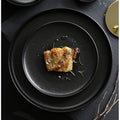 Ceramic dinnerware black matte gold rim steak plate high-end hotel home western dinner plate salad plate dish