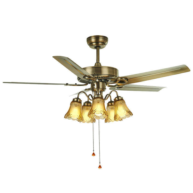 Traditional household living room chandelier electric fan integrated bedroom study intelligent frequency conversion dining room led fan light