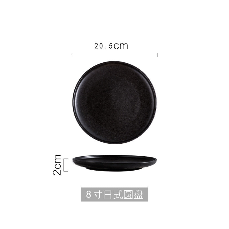 Ceramic frosted steak plate - flat bottom, rimmed, flat plate - western restaurant & hotel tableware, shallow plate for home use