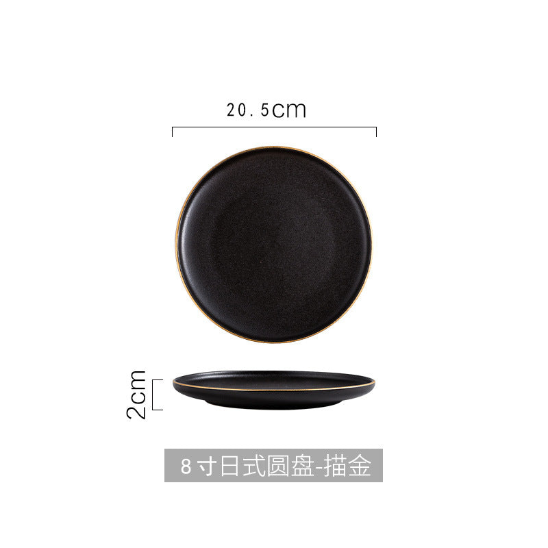 Ceramic frosted steak plate - flat bottom, rimmed, flat plate - western restaurant & hotel tableware, shallow plate for home use