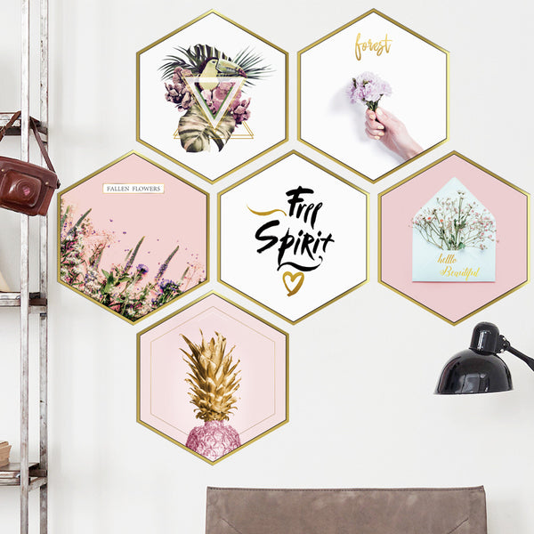 Wall sticker decoration girl heart bedroom pink bedroom bed warm and simple Nordic wall ins style sticker, gilt