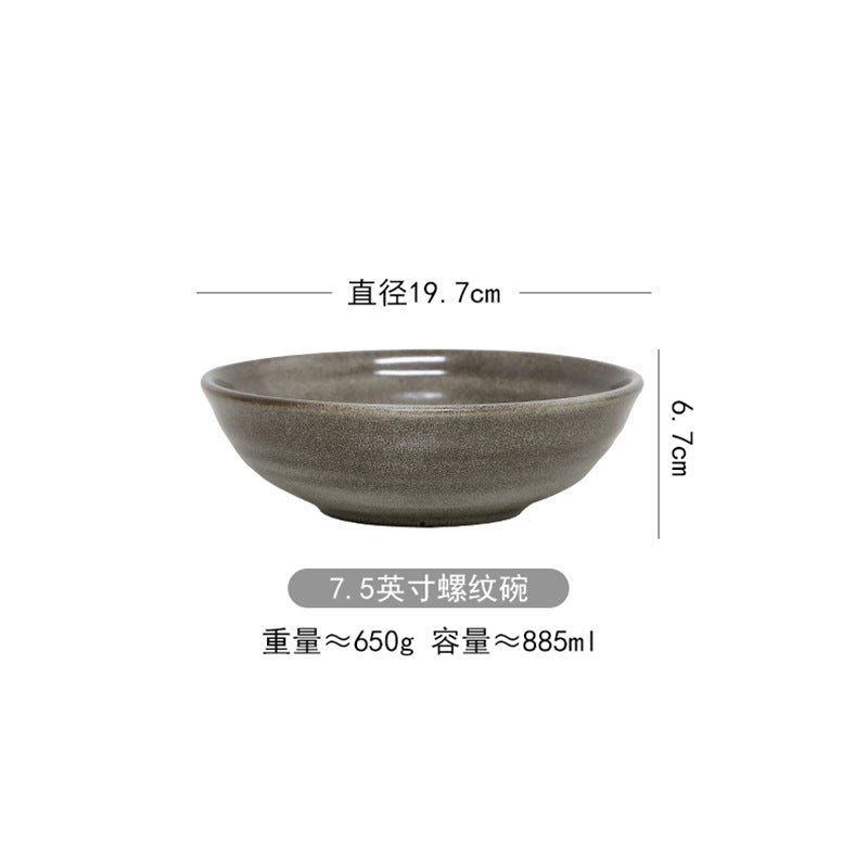 Retro creative steak plate breakfast plate japanese style stone thread tableware dish plate for home western food plate flat plate glazed porcelain