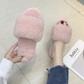 direct supply from manufacturers, wholesale new fuzzy slippers, korean style flip-flops, home wear thickened flat-bottomed plush slippers for women