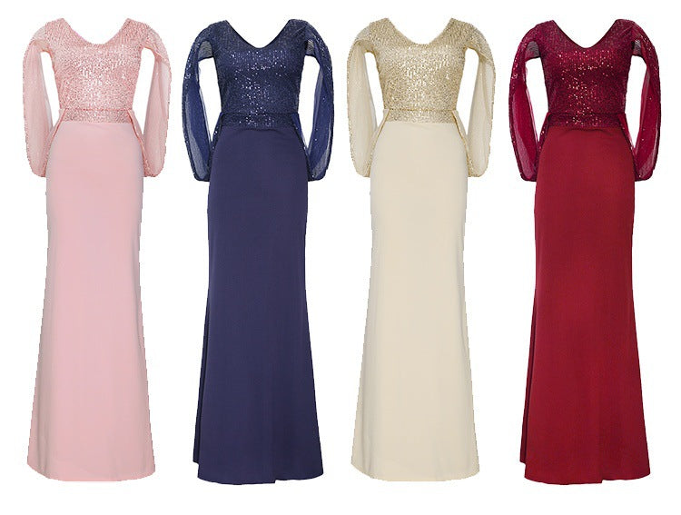 sourcing: african plus-size women's clothing - christmas party evening gown, sequin & beaded v-neck maxi dress