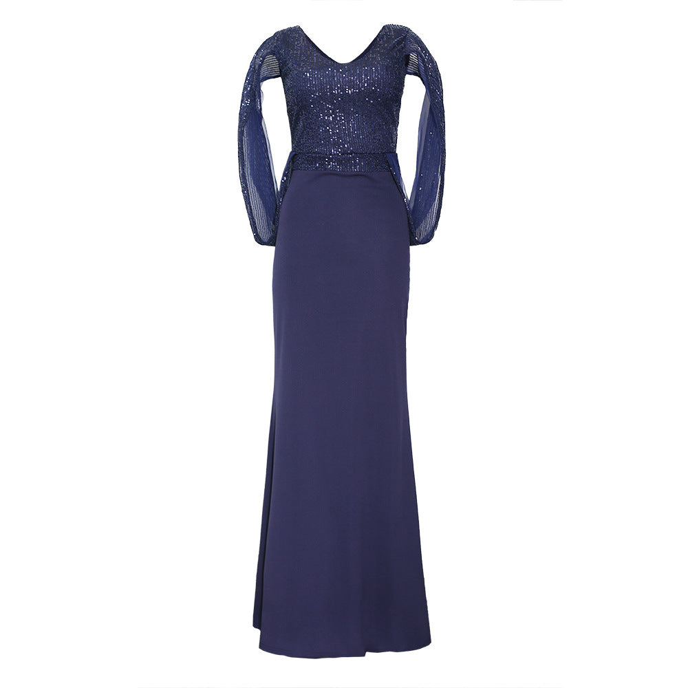 sourcing: african plus-size women's clothing - christmas party evening gown, sequin & beaded v-neck maxi dress