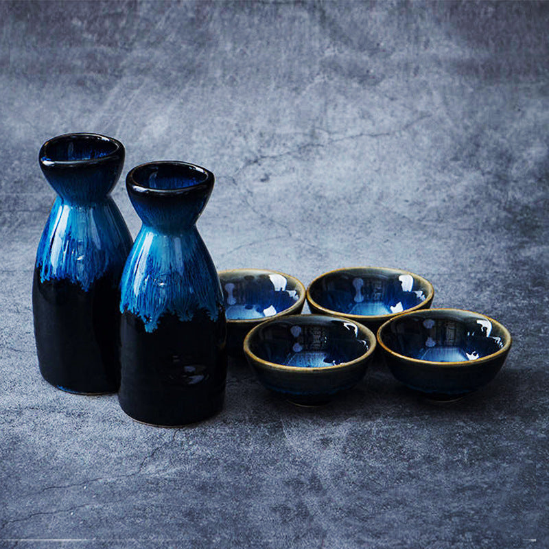 Japanese retro wine set wine bottle suit white wine cup ceramic liquor cup clear pot for home wine cup tea cup accessible luxury