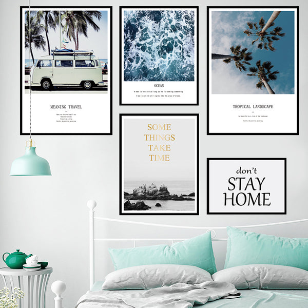 Wall sticker landscape natural literature fresh wall wallpaper decorative painting self-adhesive living room bedroom bedside background bedroom throbbing