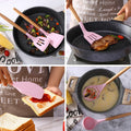 in stock wooden handle silicone 12-piece suitfor home kitchenware non-stick cooking spatula spoon baking kitchenware