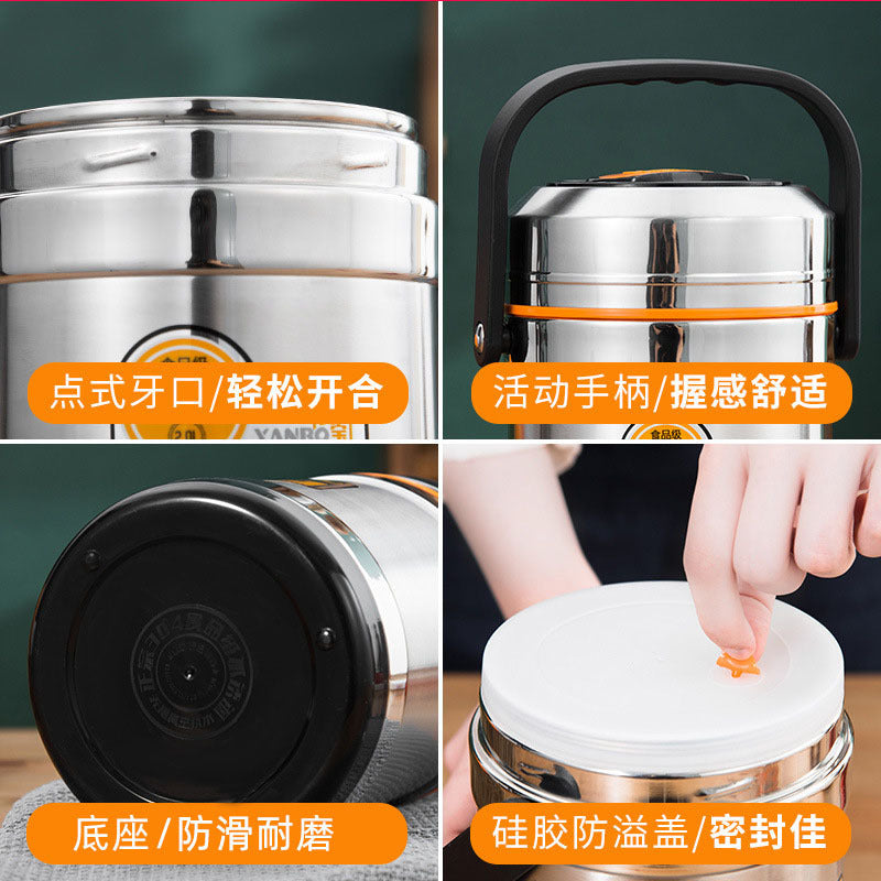 304 stainless steel vacuum insulated lunch box food carrier thermal bucket for adults, 12/24 hour 3-tier student bento box