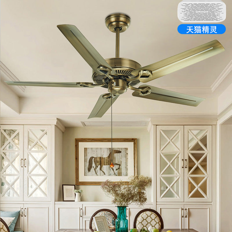 Traditional household living room chandelier electric fan integrated bedroom study intelligent frequency conversion dining room led fan light