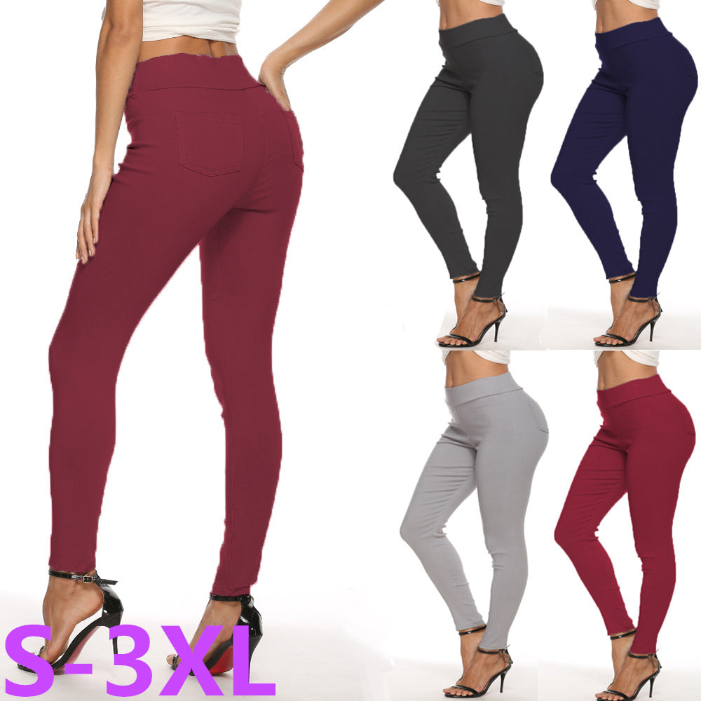 Casual pants for women best selling cross-border women's high waist pencil pants export hot-selling skinny jeans pants nine-point pants plus size