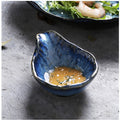 Nordic style blue snack plate ceramic side dish sauce dish condiment vinegar dish wholesale mini embossed