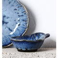 Nordic style blue snack plate ceramic side dish sauce dish condiment vinegar dish wholesale mini embossed