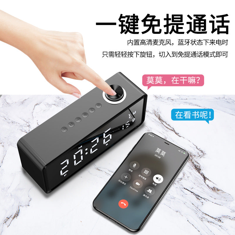 New arrival yuyunshi k5 alarm clock speaker wireless creative bedside smart speaker dual speaker subwoofer cross-border