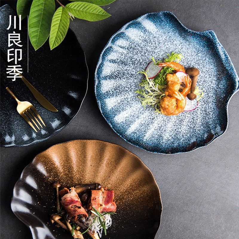 Japanese ceramic plate, household dish plate, dish plate, shell plate, western food plate, special-shaped breakfast plate, scandinaviancasual