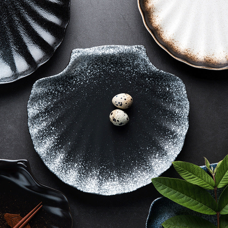 Japanese ceramic plate, household dish plate, dish plate, shell plate, western food plate, special-shaped breakfast plate, scandinaviancasual