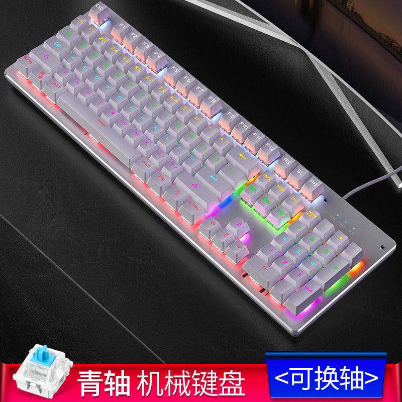 Silver sculpt summoner true mechanical keyboard - hot-swappable, gaming blue switch, punk style, wired usb - amazon cross-border wholesale