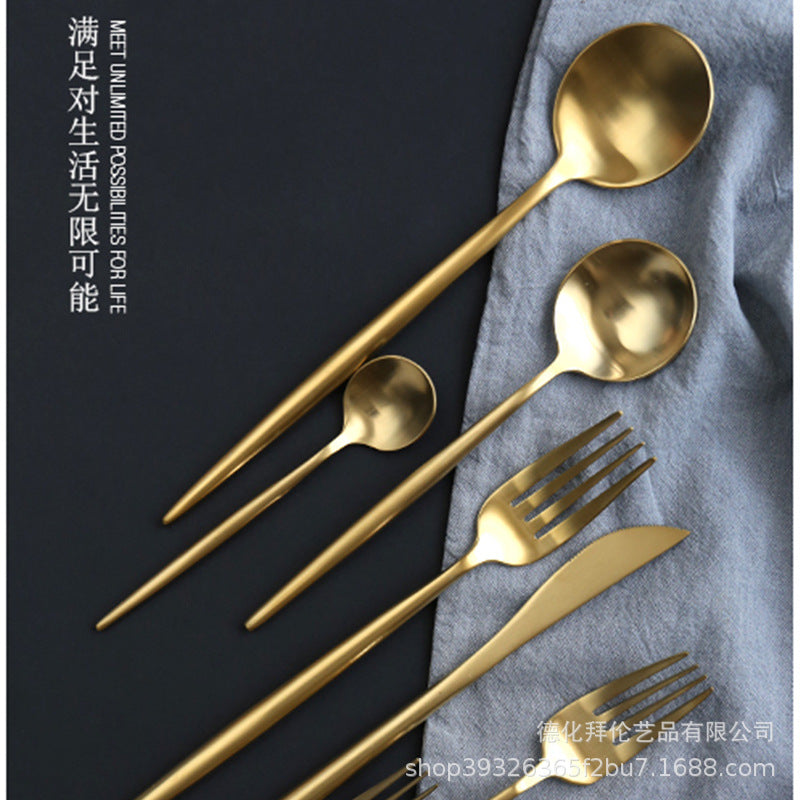 304 stainless steel western cutlery set - knife, fork, spoon, coffee spork, chopsticks, stirring spoon - steak 3-piece set - wholesale food grade